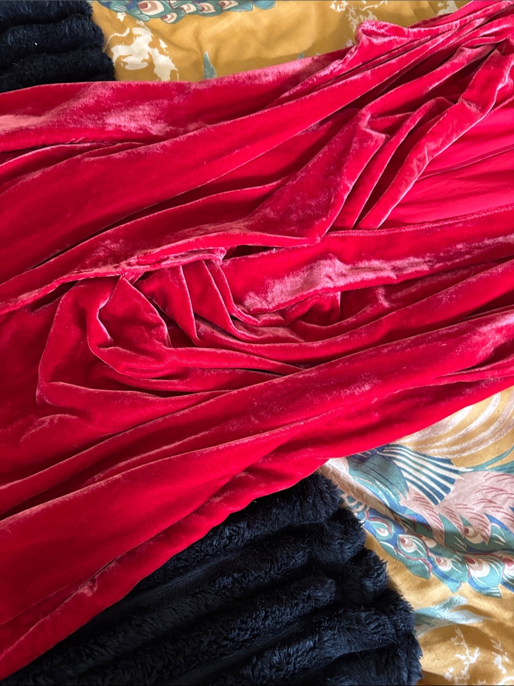 Kenneth Cole Red Velvet Draped Cocktail Dress - Picture 2 of 4